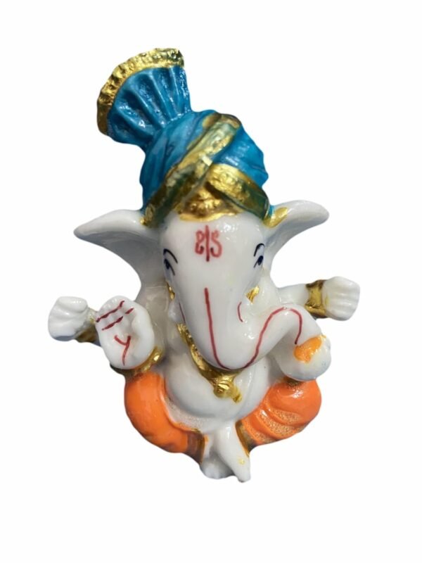 RS Ganesha Statue Idol Figurine Showpiece for Car Dashboard/Home/Office-7cm (Orange)