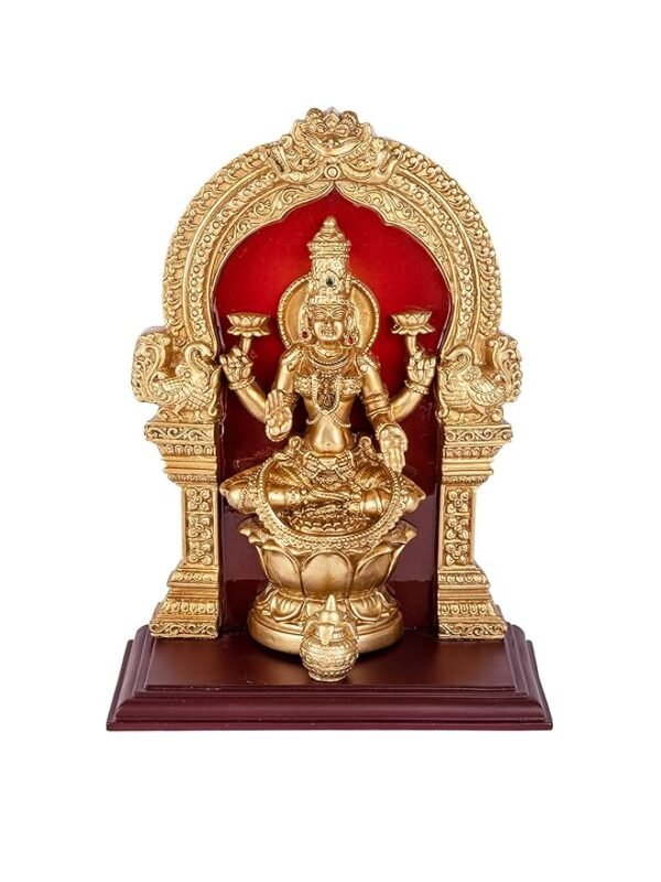 Sri MahaLakshmi Statue, Religious God Statue Resin Idol for Pooja Room,Office and Home Decor Gold Finish - 9 Inch Height