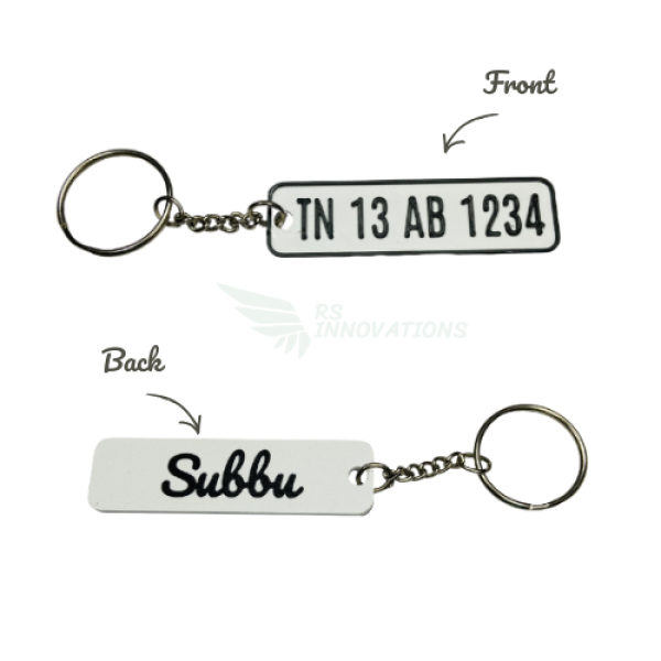 3D Printed Number Plate Keychain (Customizable)