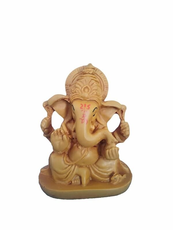RS Lord Ganesha Statue Idol Figurine Showpiece Sculpture for car Dashboard- Wood Colour-9cm