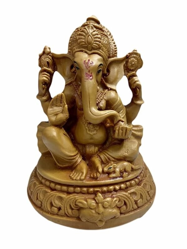 RS Lord Ganesha Statue Idol Figurine Showpiece for Home,Office and Gifting (Wood Colour)-12cm